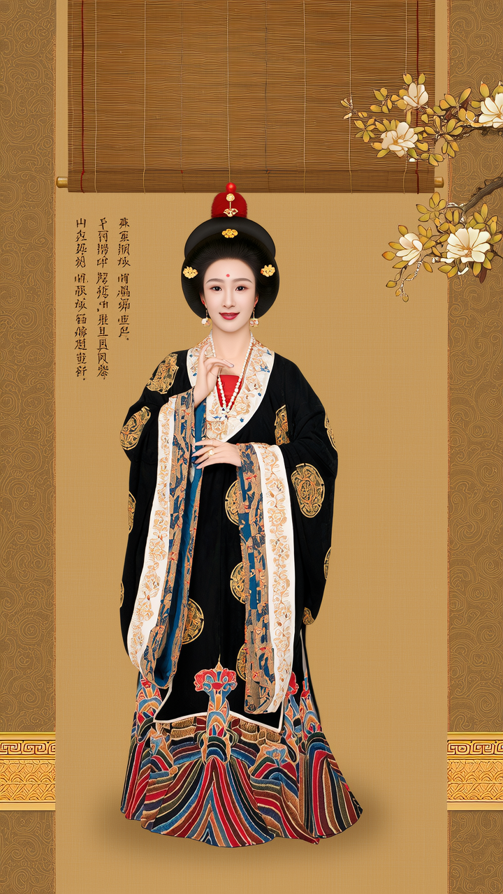 以中国文献内容做参考画一幅周朝全身照美女，背景要体现当时文化，服装要穿当时朝代的，人物要像真人