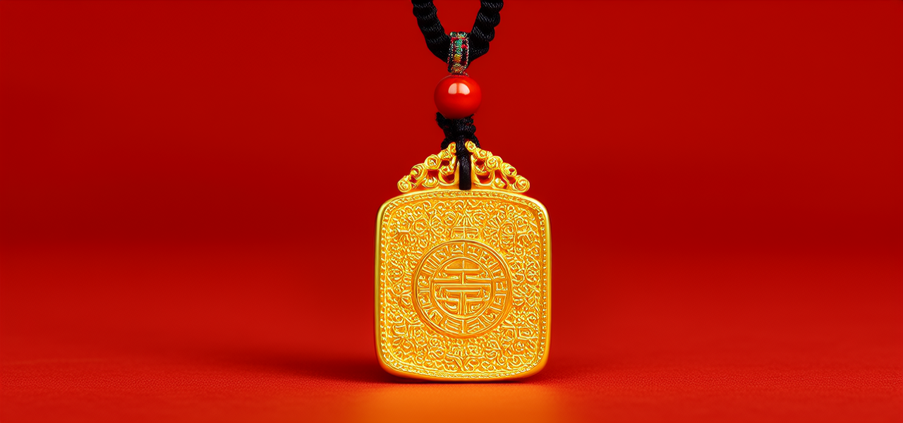 古法黄金吊坠图片