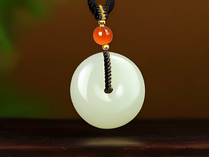 黄金配玉吊坠图片