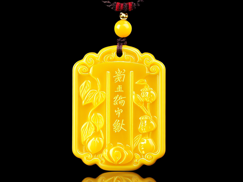 黄金竹节吊坠图片