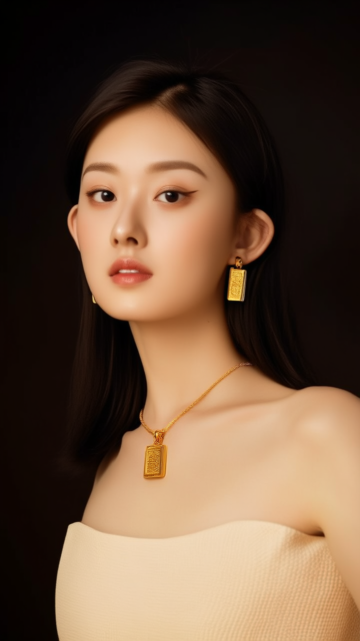 女生黄金吊坠图片