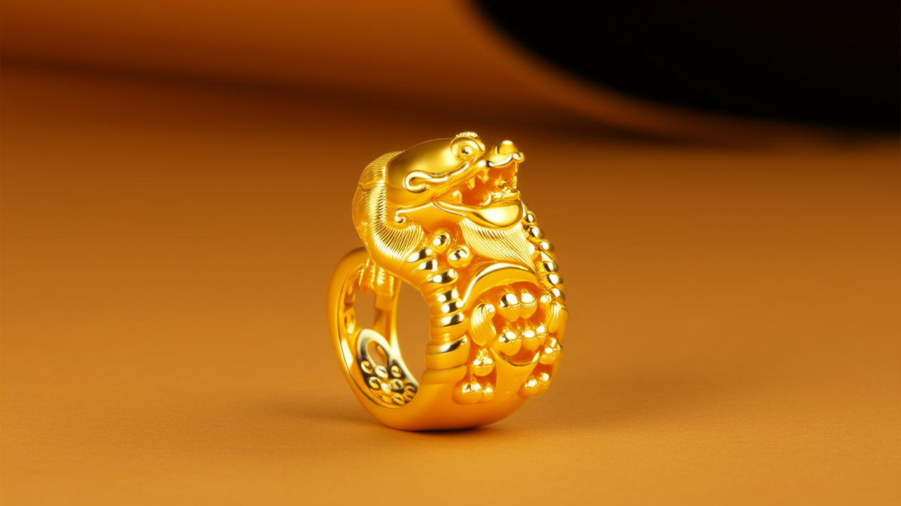 黄金貔貅戒子图片