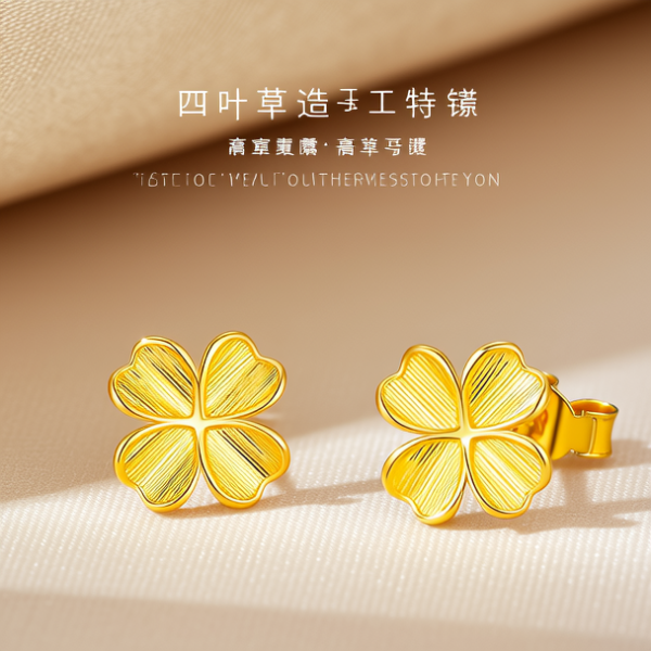 四叶草金耳钉图片大全